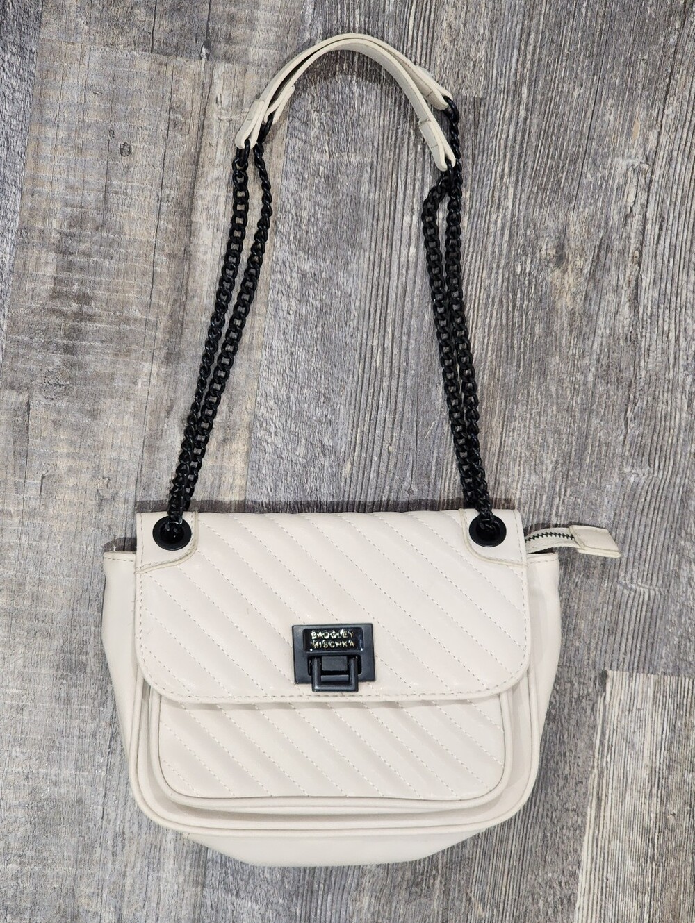 BADGLEY MISCHKA | Quilted Convertable Crossbody Shoulder Bag | Cream